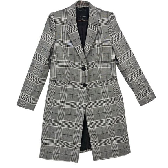 Banana Republic Womens XS Black White Glenplaid Two Button Coat - Picture 1 of 12